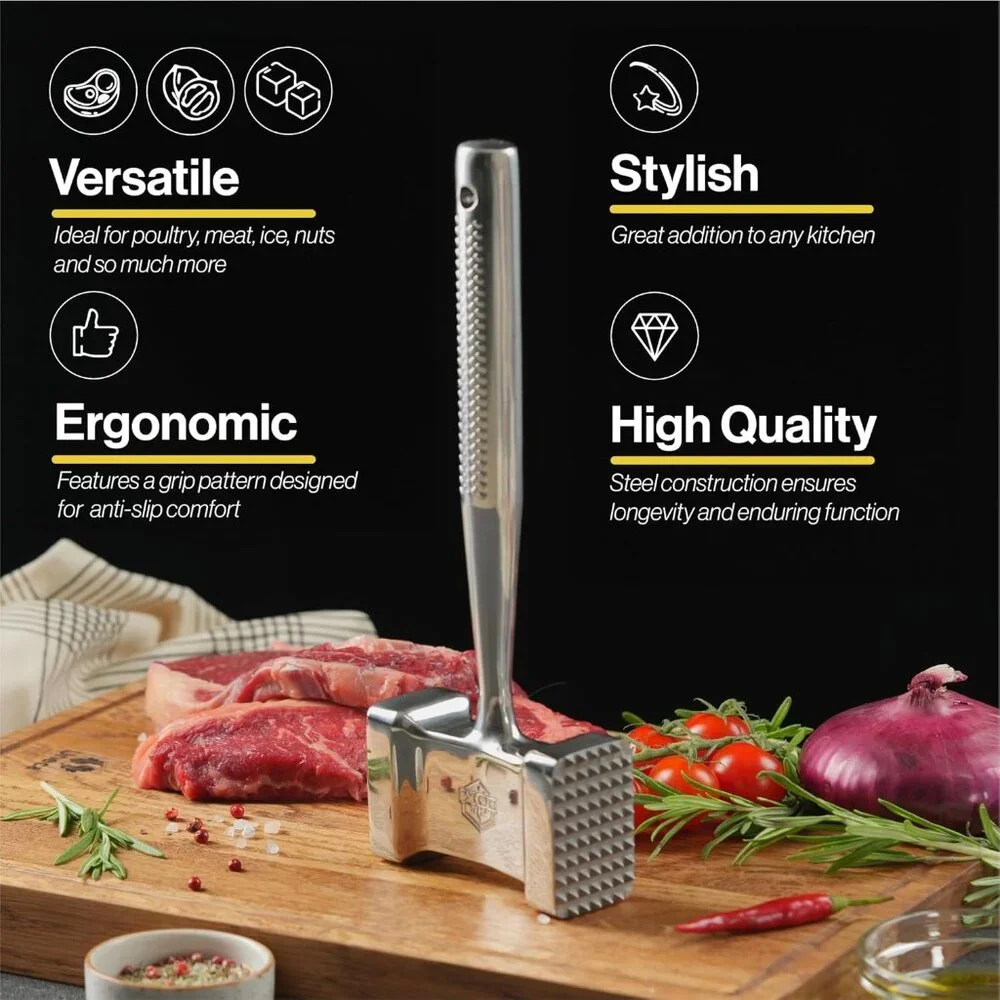 Premium Meat Hammer Tenderizer Dishwasher safe, Meat Mallet Non-Slip Grip - Picture 4 of 4